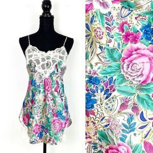 Victoria’s Secret Vintage Gold Label Negligee Dress Slip Nightie Floral